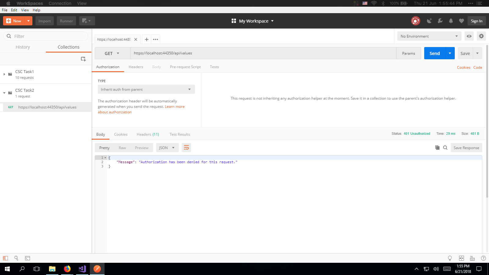 Postman Unauthorised